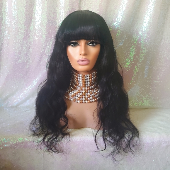 100% Brazilian virgin Human hair bang wig